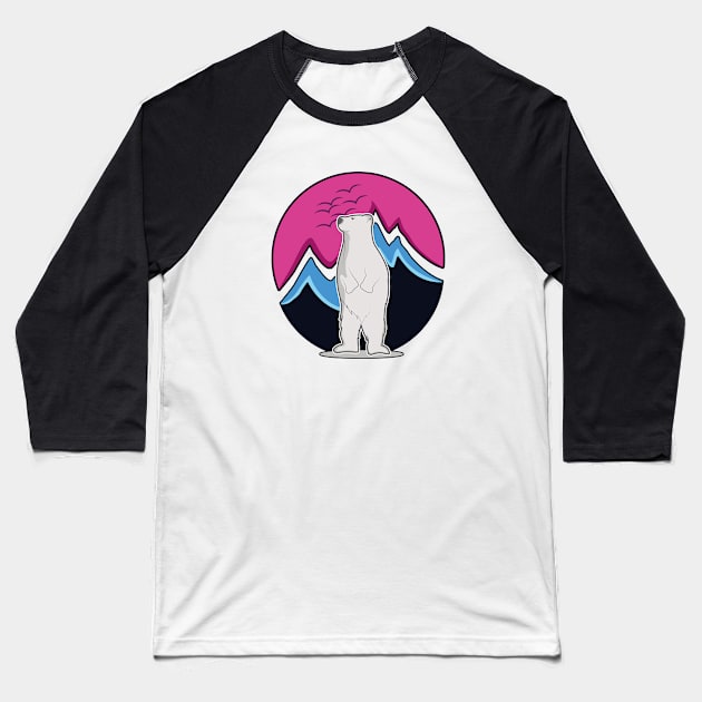 Polar bear with pink sky Baseball T-Shirt by Sltees